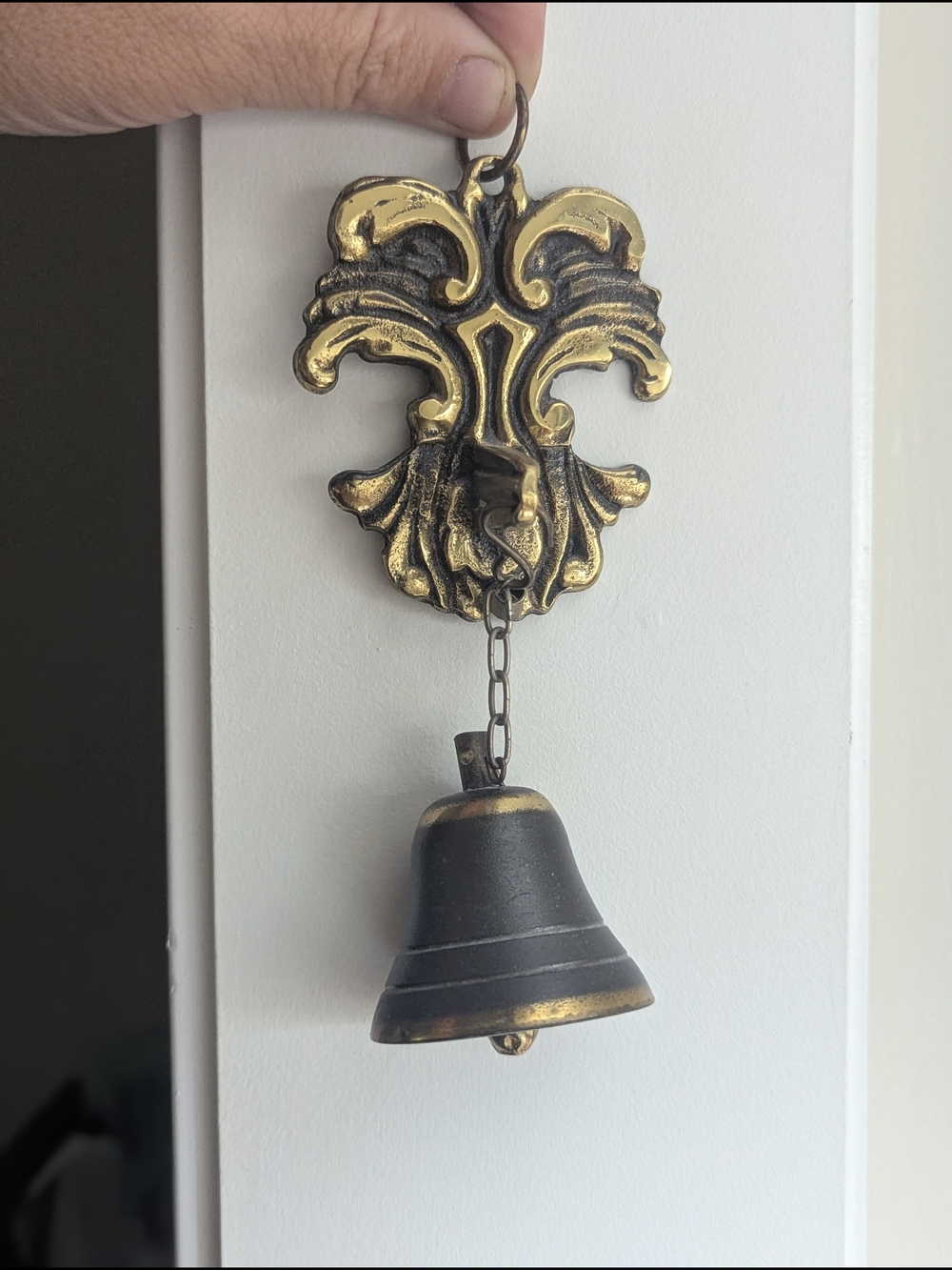 Brass Shopkeeper’s Bell – Fleur-de-lis Wall Mount Door Bell